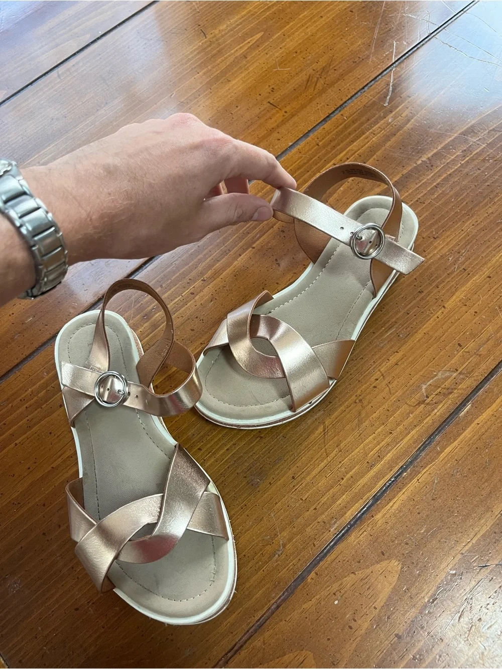 Kids Children's Place Rose Gold Flatform Sandals 2 Braided Strap